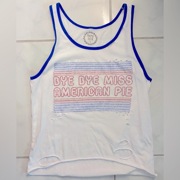“Bye Bye Miss American Pie” Distressed Tank - Picture 1 of 2